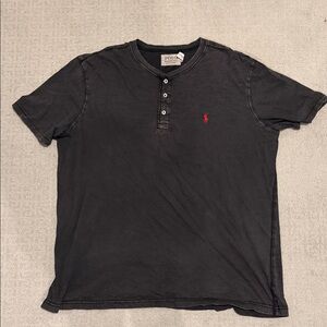 Polo by Ralph Lauren Black Short-Sleeve Henley with Red Logo